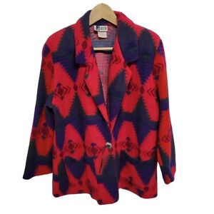 Vintage 1990s Southwest Aztec Fleece Oversized Jacket Medium